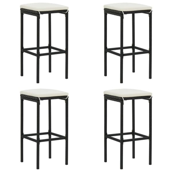 vidaXL barstole med hynder 4 stk. polyrattan sort