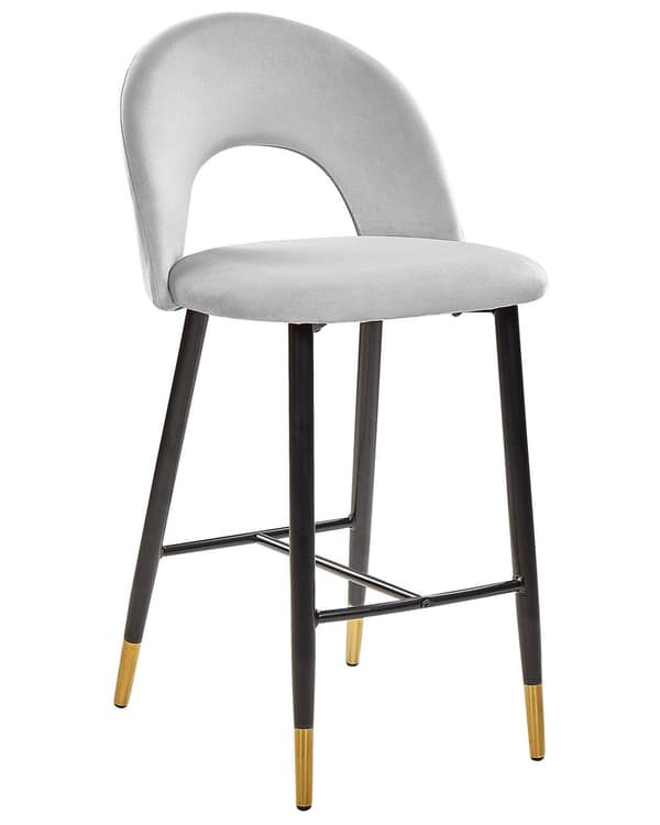 Set av 2 Barstolar Korallröd Sammet Svart Stål Retro Design Guld Ändar Matsal