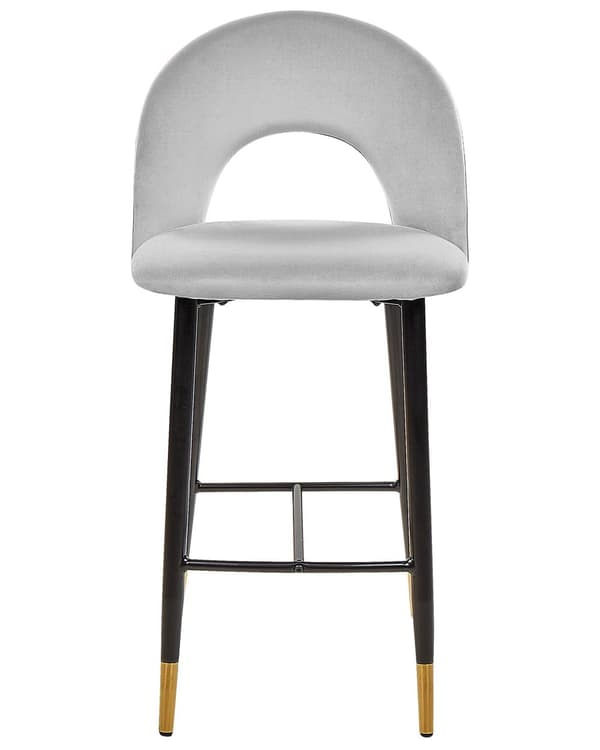Set av 2 Barstolar Korallröd Sammet Svart Stål Retro Design Guld Ändar Matsal