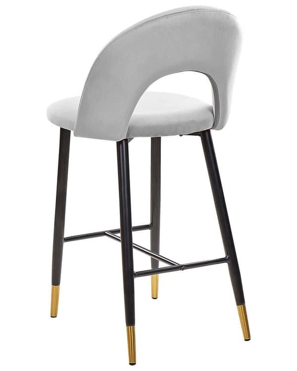 Set av 2 Barstolar Korallröd Sammet Svart Stål Retro Design Guld Ändar Matsal
