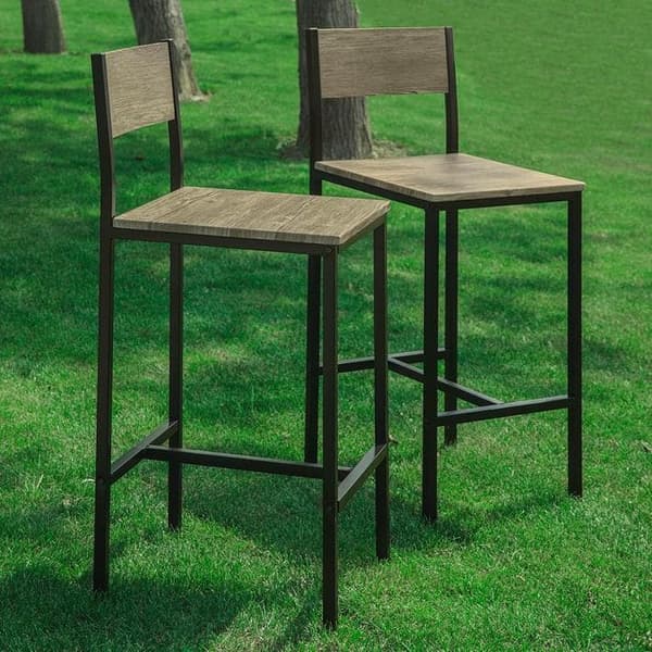 SoBuy 2 baarituolit Metallinen baarijakkara Istuinkorkeus 67 cm puukuvio FST53X2