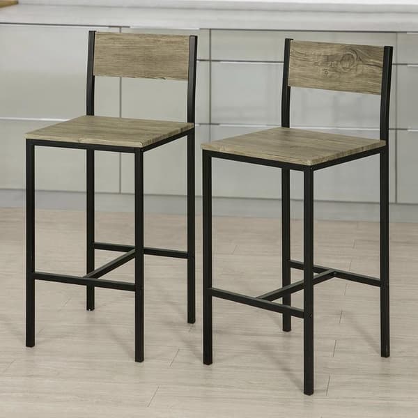 SoBuy 2 baarituolit Metallinen baarijakkara Istuinkorkeus 67 cm puukuvio FST53X2