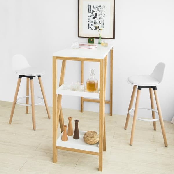 SoBuy Puinen baarituoli baarijakkara Istuinkorkeus 71 cm valkoinen FST70-W