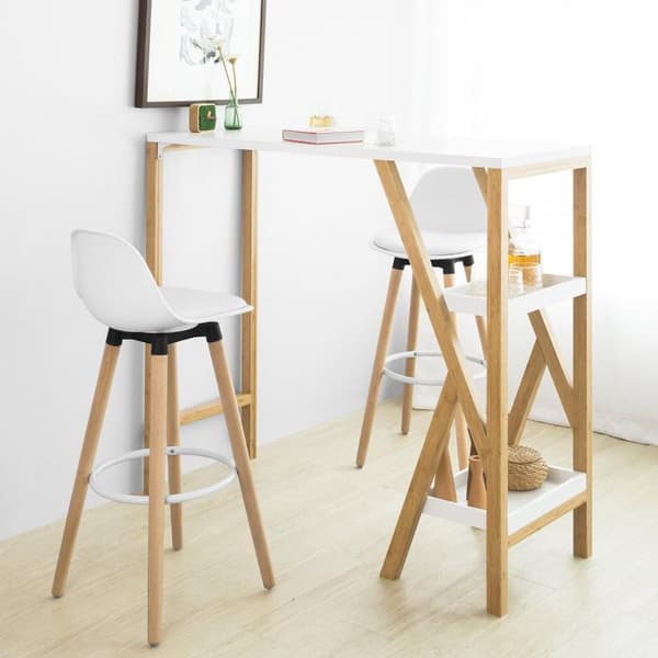 SoBuy Puinen baarituoli baarijakkara Istuinkorkeus 71 cm valkoinen FST70-W