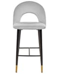 Miniatyrbillede 5 af 9: Barstole Grå Velour med Sort Guld Stål 48 x 96 x 50 cm Høj Køkkenstole Retro Rund Ryglæn Koniske Ben Fodstøtte Design Counterstol til Barbord