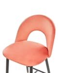 Miniatyrbillede 7 af 9: Barstole Lyserød Velour med Sort Guld Stål 48 x 96 x 50 cm Høje Køkkenstole Retro Rund Ryglæn Koniske Ben Fodstøtte Design Counterstol Barbord
