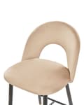 Miniatyrbillede 7 af 9: Barstole Beige Velour med Sort Guld Stål 48 x 96 x 50 cm Høj Køkkenstole Rund Ryglæn Koniske Ben Fodstøtte Design Counterstol til Barbord