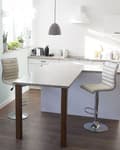 Miniatyrbillede 2 af 11: Et Sæt med 2 Beige Drejelige Øko-læder Barstole med Fodstøtte Højdejustering et Sæt Køkkenstole