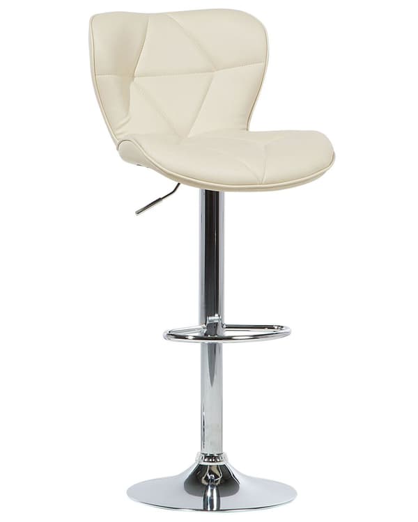 Barstole sæt Beige og sølv metal med kunstlæder 109 cm i drejelig og højdejusterbar moderne køkken stole i høj kvalitet