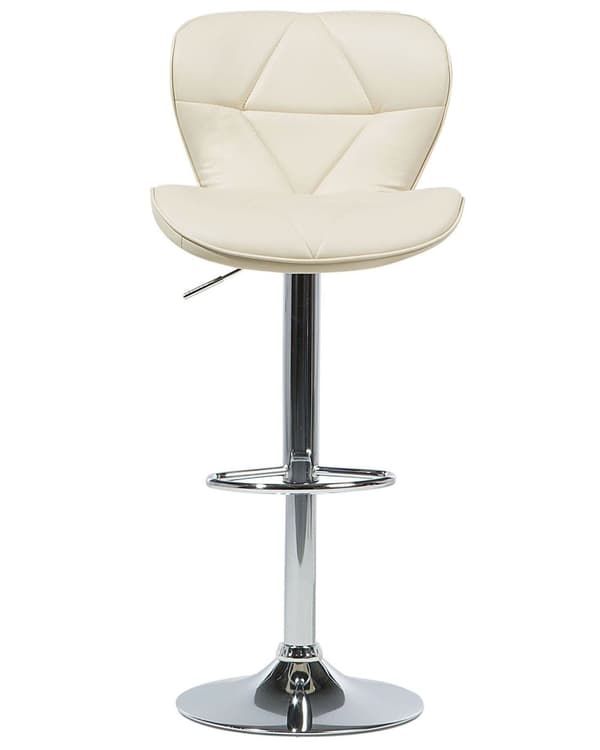 Barstole sæt Beige og sølv metal med kunstlæder 109 cm i drejelig og højdejusterbar moderne køkken stole i høj kvalitet