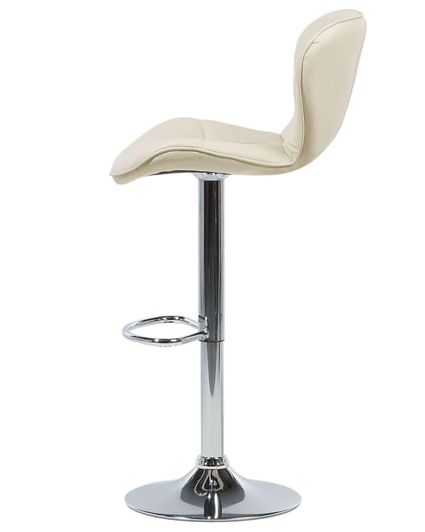 Barstole sæt Beige og sølv metal med kunstlæder 109 cm i drejelig og højdejusterbar moderne køkken stole i høj kvalitet