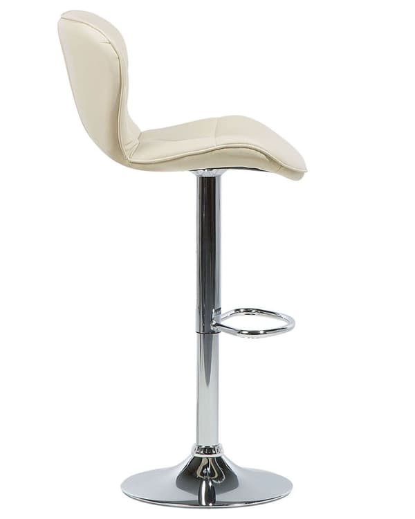 Barstole sæt Beige og sølv metal med kunstlæder 109 cm i drejelig og højdejusterbar moderne køkken stole i høj kvalitet