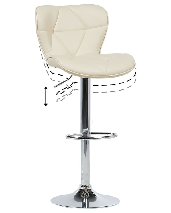 Barstole sæt Beige og sølv metal med kunstlæder 109 cm i drejelig og højdejusterbar moderne køkken stole i høj kvalitet