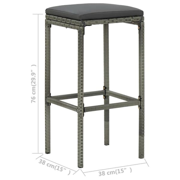 vidaXL barstole med hynder 4 stk. polyrattan grå
