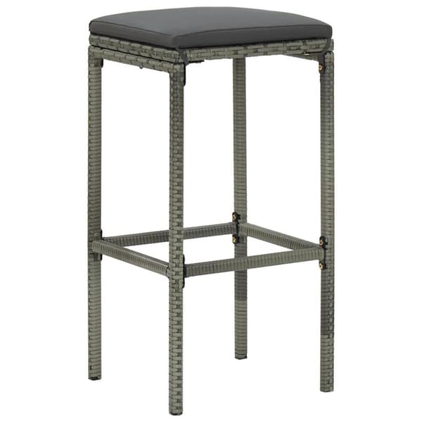 vidaXL barstole med hynder 4 stk. polyrattan grå