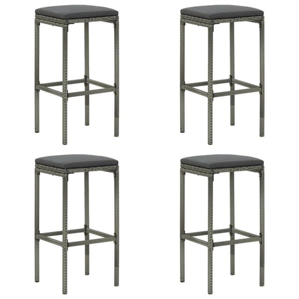 vidaXL barstole med hynder 4 stk. polyrattan grå