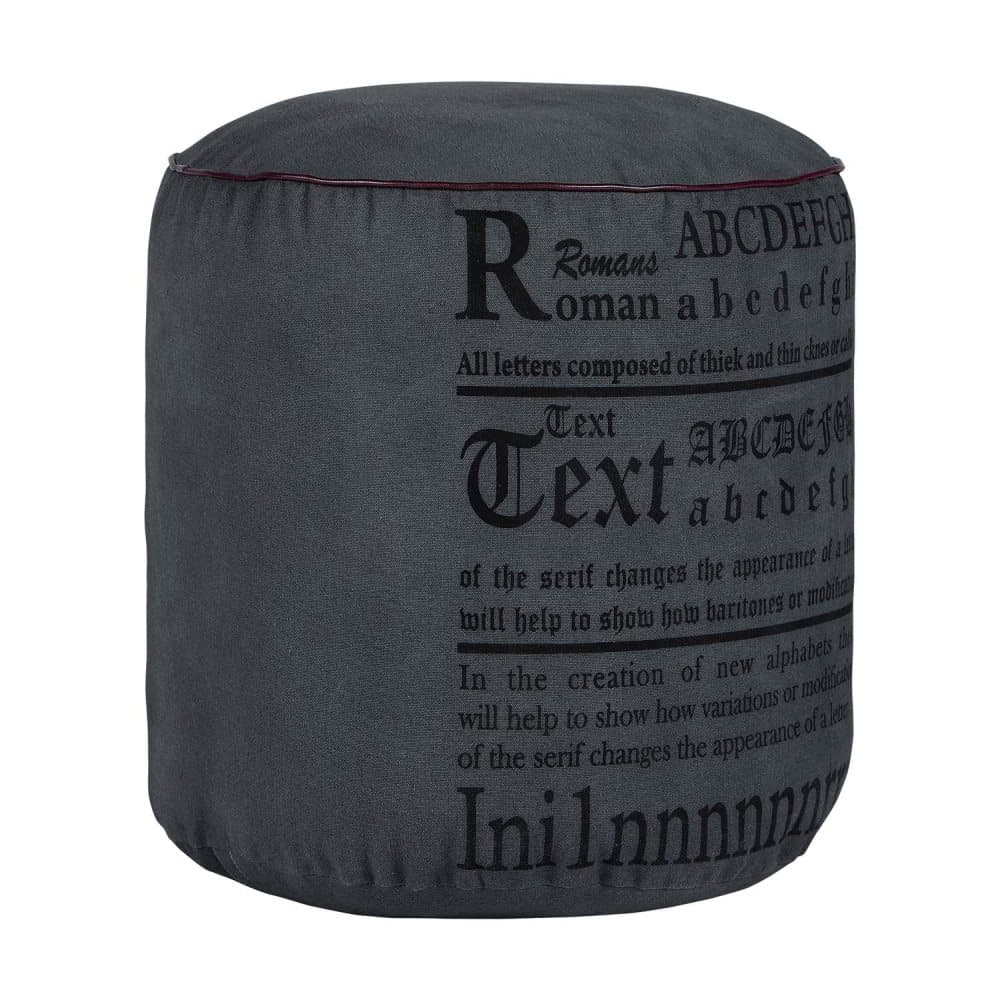 WOMO-DESIGN Rundpuff St. Louis antracit Ø 42x42 cm duk, bomullsfyllning, handgjord, vardagsrumspuffpuff ottomansk puff ottomansk golvkudde ottoman