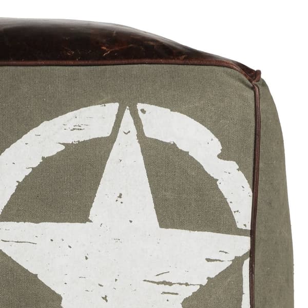 WOMO-DESIGN Fyrkantig sittkub Omaha 45cm äkta läder / duk bomullsfyllning handgjord vardagsrumspuffpuffpuff ottomansk ottomansk ottomansk