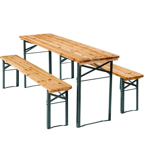 Ølbord med 2 benker - brun
