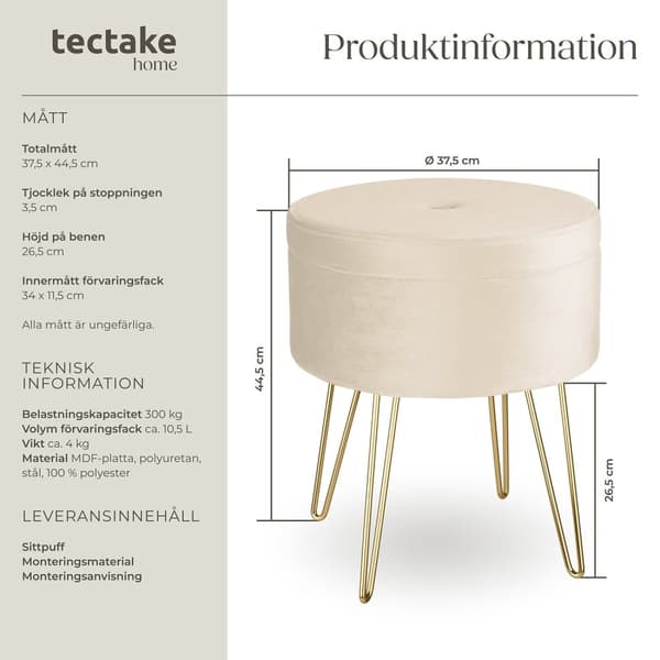 Sittpuff med förvaringsutrymme Ava - creme