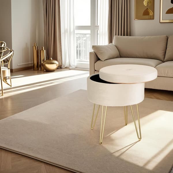 Sittpuff med förvaringsutrymme Ava - creme