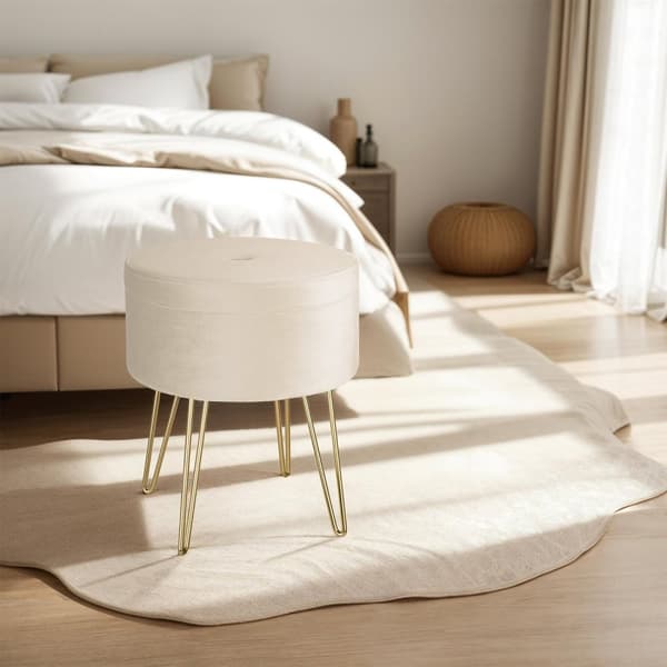 Sittpuff med förvaringsutrymme Ava - creme