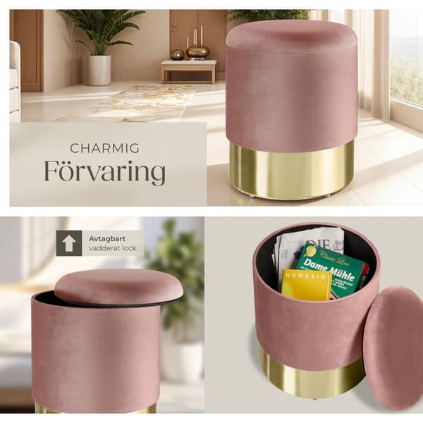 Sittpuff med förvaringsutrymme Sarina - rosa
