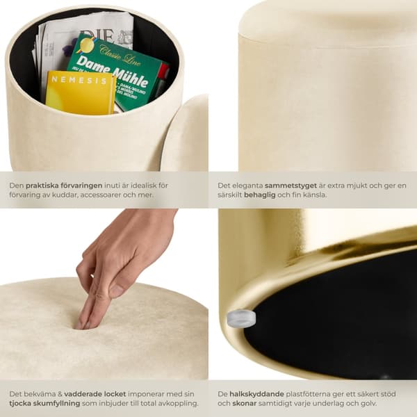 Sittpuff med förvaringsutrymme Sarina - creme