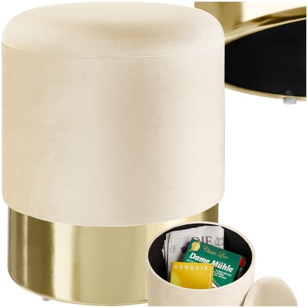 Sittpuff med förvaringsutrymme Sarina - creme