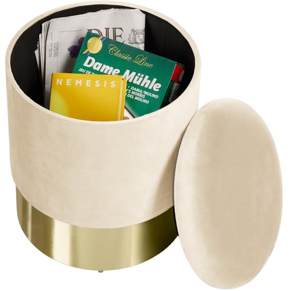Skammel Sarina med opbevaringsplads - creme