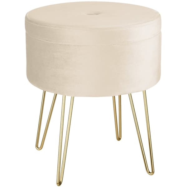 Skammel Ava med opbevaringsplads - creme
