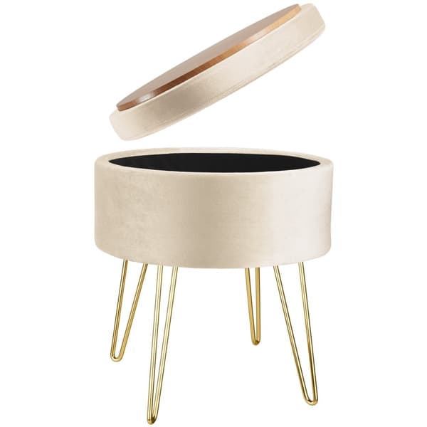 Skammel Ava med opbevaringsplads - creme