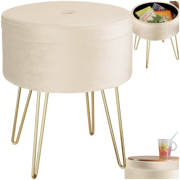 Skammel Ava med opbevaringsplads - creme