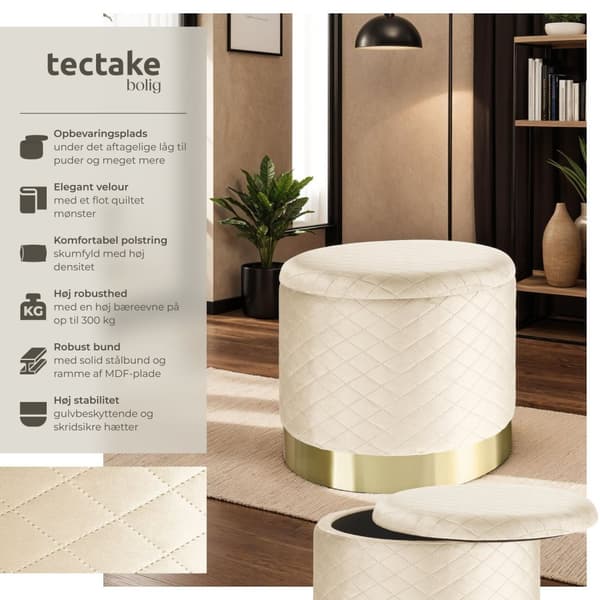 Skammel Coco med opbevaringsplads - creme