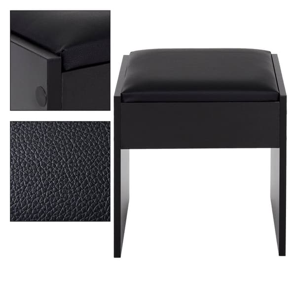 ECD Germany dressing bordstol, svart, 40x43x29,5 cm, i ädel design, hög sittmöjlighet, trästätstol med vadderad kudde och förfining läder