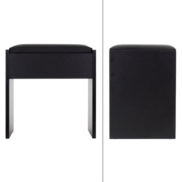 ECD Germany dressing bordstol, svart, 40x43x29,5 cm, i ädel design, hög sittmöjlighet, trästätstol med vadderad kudde och förfining läder