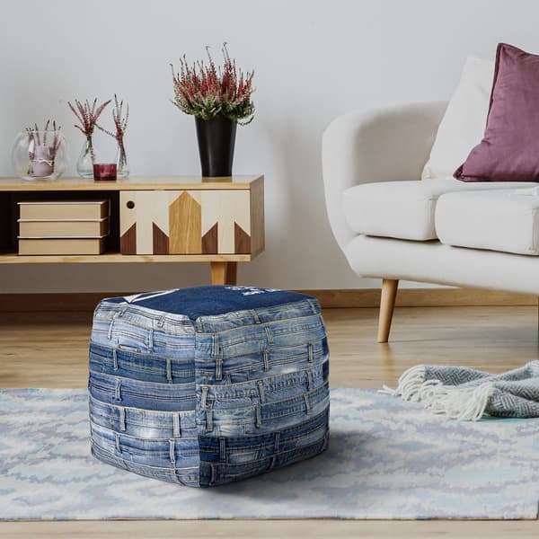 WOMO-DESIGN ottomanska ottomanska ottomanska ottomanska ottomanska jeans Pittsburgh pall ottomansk handgjord vardagsrumspuff 45 cm