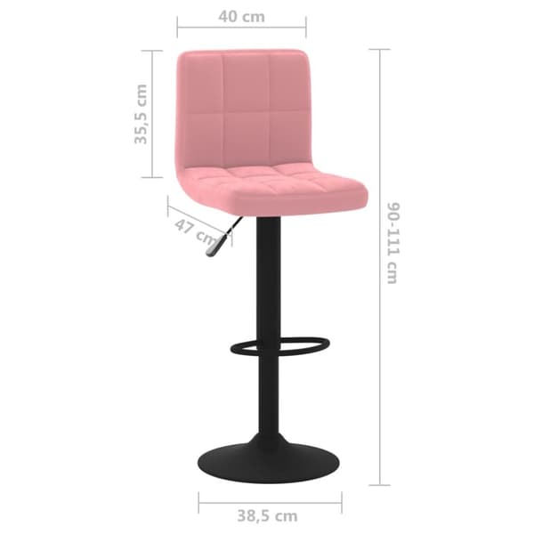 vidaXL barstole 2 stk. fløjl pink