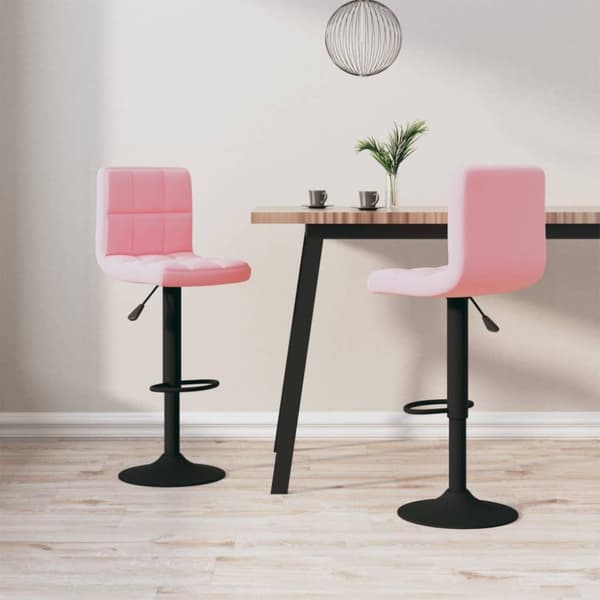 vidaXL barstole 2 stk. fløjl pink