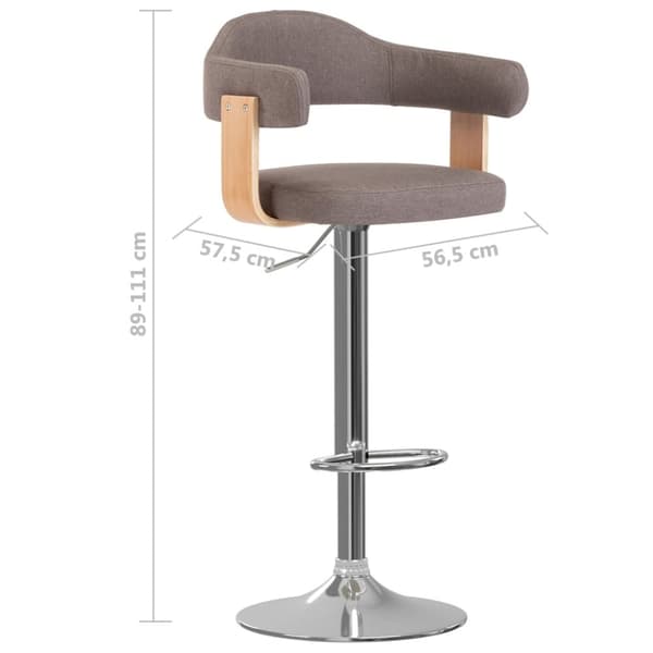 vidaXL Barstolar 2 st taupe böjträ och tyg
