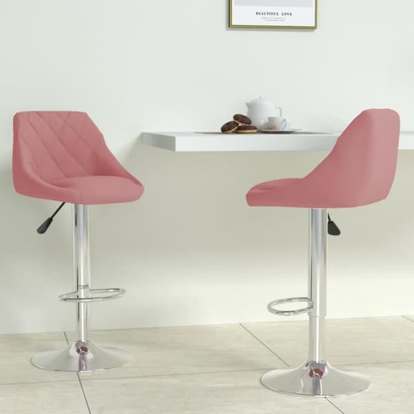 vidaXL Barstolar 2 st rosa sammet