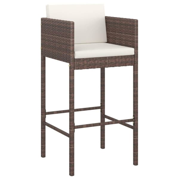 vidaXL barstole 2 stk. med hynder polyrattan brun