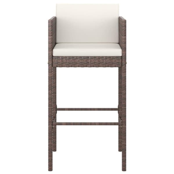 vidaXL barstole 2 stk. med hynder polyrattan brun