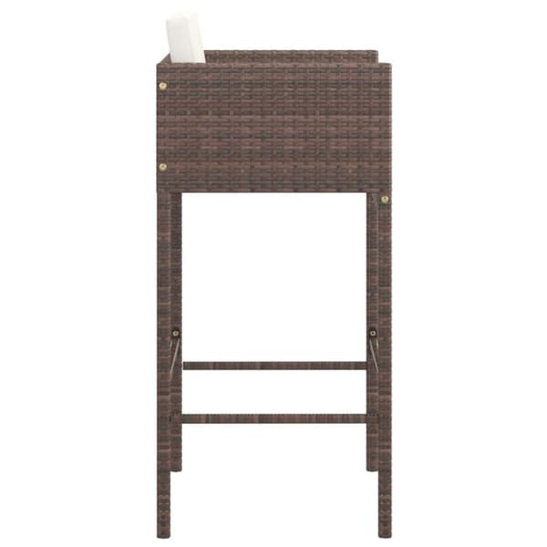 vidaXL barstole 2 stk. med hynder polyrattan brun