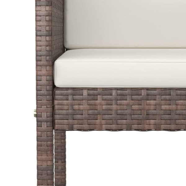 vidaXL barstole 2 stk. med hynder polyrattan brun