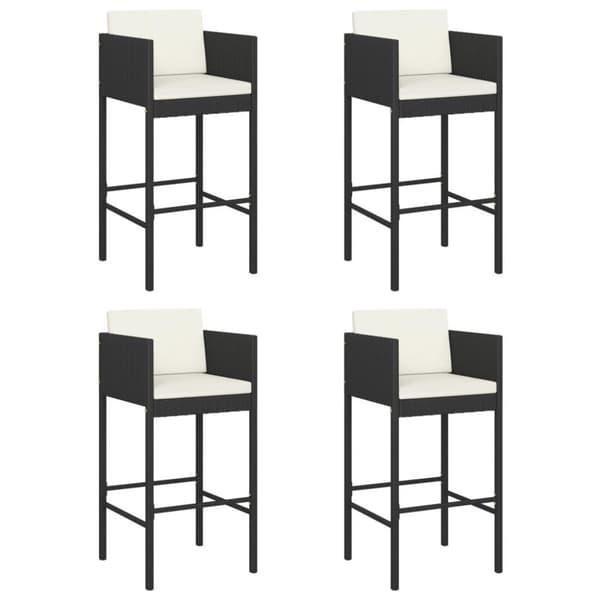vidaXL barstole med hynder 4 stk. polyrattan sort