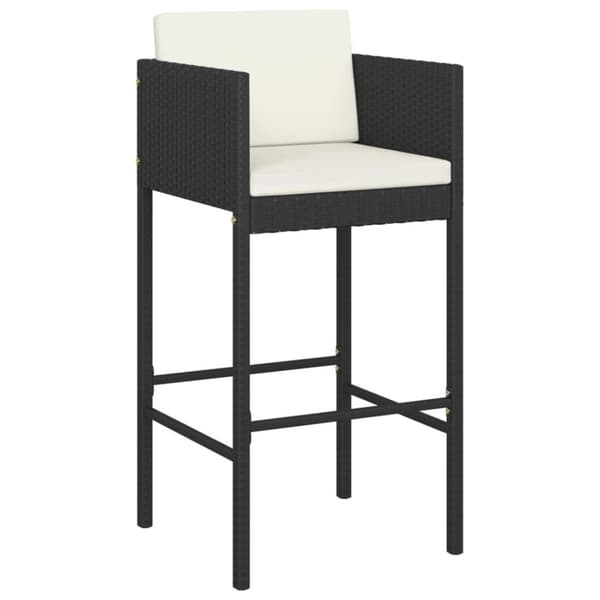 vidaXL barstole 2 stk. med hynder polyrattan sort