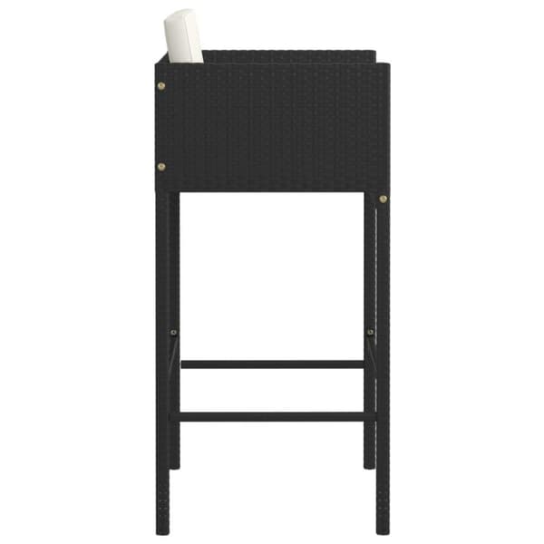 vidaXL barstole 2 stk. med hynder polyrattan sort