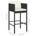 Miniatyrbillede 7 af 9: vidaXL barstole 2 stk. med hynder polyrattan sort
