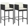 Miniatyrbillede 2 af 9: vidaXL barstole 2 stk. med hynder polyrattan sort